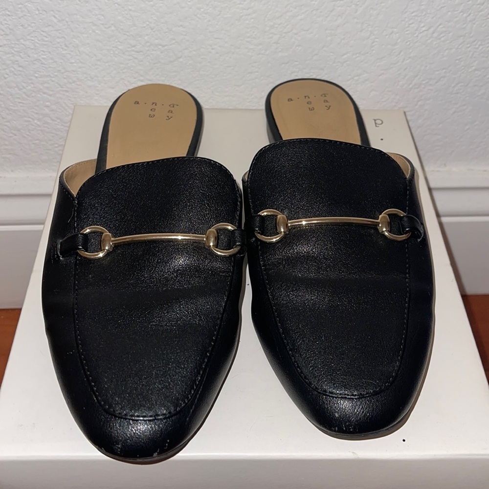 Black slide on loafers